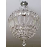 PAIR OF HANGING GLASS CHANDELIERS with glass drop decoration 27cm diam