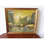 OIL ON CANVAS OF PARISIAN STREET SCENE, signed Hermesa, 51 x 62cms