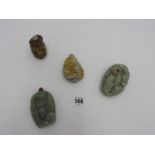 FOUR CHINESE CARVED JADE SNUFF BOTTLES 20TH CENTURY largest, 8cm high, smallest, 4cm high Property