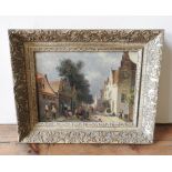 HENRIK BREEDVELT (1918-1999) FIGURES IN A TOWN SCENE oil on canvas, signed lower left, framed 31cm