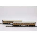 A PAIR OF LNER TEAK FINISH COACHES, COMPOSITE AND BRAKE COMPOSITE, boxed
