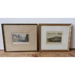 TWO COLOUR ENGRAVINGS OF GUILDFORD AND GODALMING 19TH CENTURY framed 13cm x 19cm & 15cm x 18.5cm