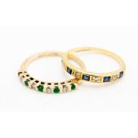 AN 18CT GOLD HALF ETERNITY RING AND A 9CT GOLD HALF ETERNITY RING