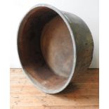 A VERY LARGE GALVANISED STEEL CIRCULAR TUB / PLANTER, 125cm dia, 55cm deep
