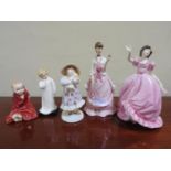 TWO ROYAL WORCESTER FIGURINES 'FRAGRANCE' AND 'FLIRTATION', Coalport figure of  'Raggety Anne' and