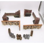 A GROUP OF RUINED BUILDINGS AND GABIONS FOR BATTLE SETTINGS, 1/30 scale
