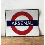 AN ORIGINAL LONDON UNDERGROUND SIGN, 'ARSENAL' STATION, 122 x 154cms