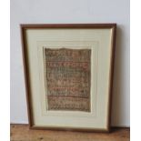GEORGE IV NEEDLEWORK SAMPLER DATED 1826 neatly worked in wool on linen with alphabet, numerals and