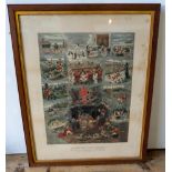 AN OAK FRAMED VICTORIAN PRINT 'A FOXHUNTER'S DREAM' AND FIVE OTHER COUNTRY PURSUITS PRINTS PRINTS,