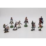 A GROUP OF TEN FIGURES FROM THE BATTLE OF WATERLOO, Napoleon, Wellington and British cavalrymen by