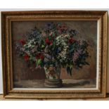 EDGANDO LUADI (20TH CENTURY) STILL LIFE OF FLOWERS IN A VASE oil on canvas, signed, framed 61 x 78cm