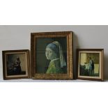 AFTER VERMEER PRINT OF THE GIRL WITH THE PEARL EARRING AND TWO OTHER VERMEER PRINTS, all three