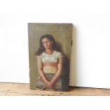 CONTINENTAL SCHOOL (19TH CENTURY) GYPSY GIRL oil on canvas, monogrammed, un-framed 51cm high, 30.5cm