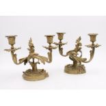 A PAIR OF ORNATE GILDED CAST METAL FOLIATE DECORATED LIGHT FITTINGS, drilled to accomodate