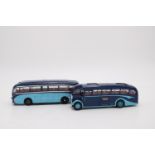 A SET OF TWO LIMITED EDITION CORGI COACHES, in York Brothers blue livery, Burlington Seagull 18cm