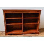 A YEW WOOD 20th CENTURY TWO SECTION BOOKCASE WITH ADJUSTABLE SHELVES, 96 x 137 x 34cms