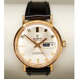 SERVICES MANUAL WIND GOLD PLATED DAY/DATE GENTS DRESS WRISTWATCH, c1960s, the pearlised dial with