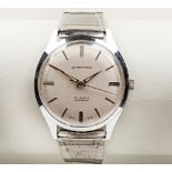 GARRARD STEEL CASED MANUAL WIND GENTS DRESS WATCH, c1960s, the silver dial with baton numerals