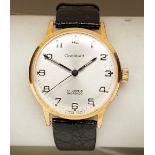 CORTEBERT GOLD PLATED GENTS MANUAL WIND WRISTWATCH, c1960s, with Arabic numerals and leather