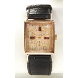 CHALET/CHARLES AERNI 14CT GOLD MANUAL WIND LADIES WRISTWATCH, c1940s with jewelled dial, the cased