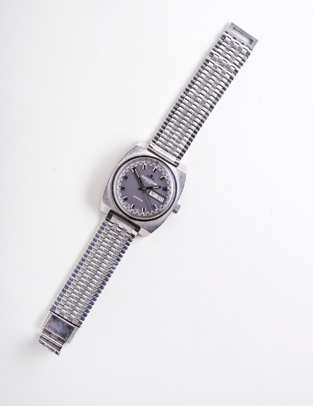 JAEGER-LECOULTRE STAINLESS STEEL CLUB DAY/DATE LATE 1960S AUTOMATIC WRISTWATCH, with broad baton - Image 2 of 3