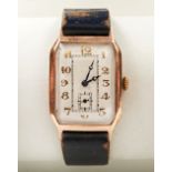 ROTARY 9CT GOLD LOZENGE MANUAL WIND WRISTWATCH, c1930/40s, case marked .375 527731, the off-white