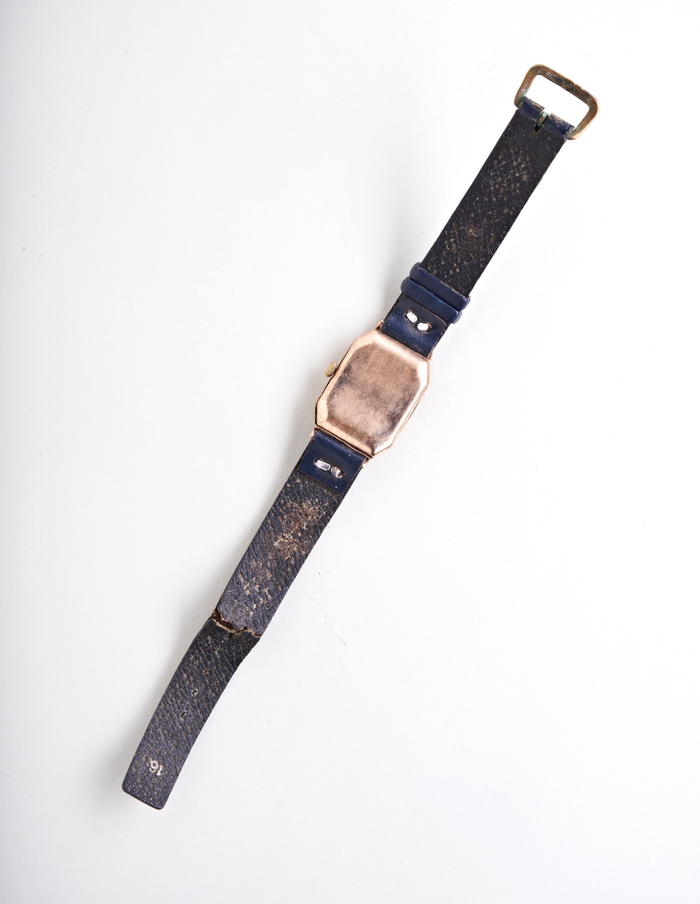 ROTARY 9CT GOLD LOZENGE MANUAL WIND WRISTWATCH, c1930/40s, case marked .375 527731, the off-white - Image 3 of 3