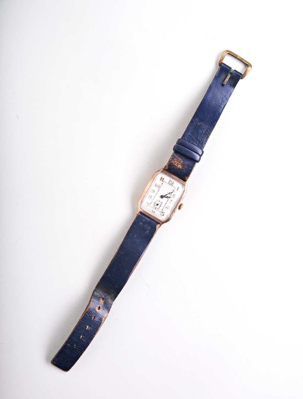 ROTARY 9CT GOLD LOZENGE MANUAL WIND WRISTWATCH, c1930/40s, case marked .375 527731, the off-white - Image 2 of 3