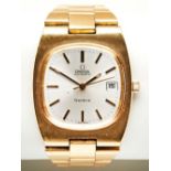 OMEGA GENEVE GOLD PLATED STAINLESS STEEL QUICKSET-DATE AUTOMATIC WRISTWATCH, 1970s with original