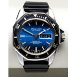 SICURA MARINE STAR AUTOMATIC STEEL 'DIVERS' WATCH, c1975, with rotating bezel, blue gradient dial