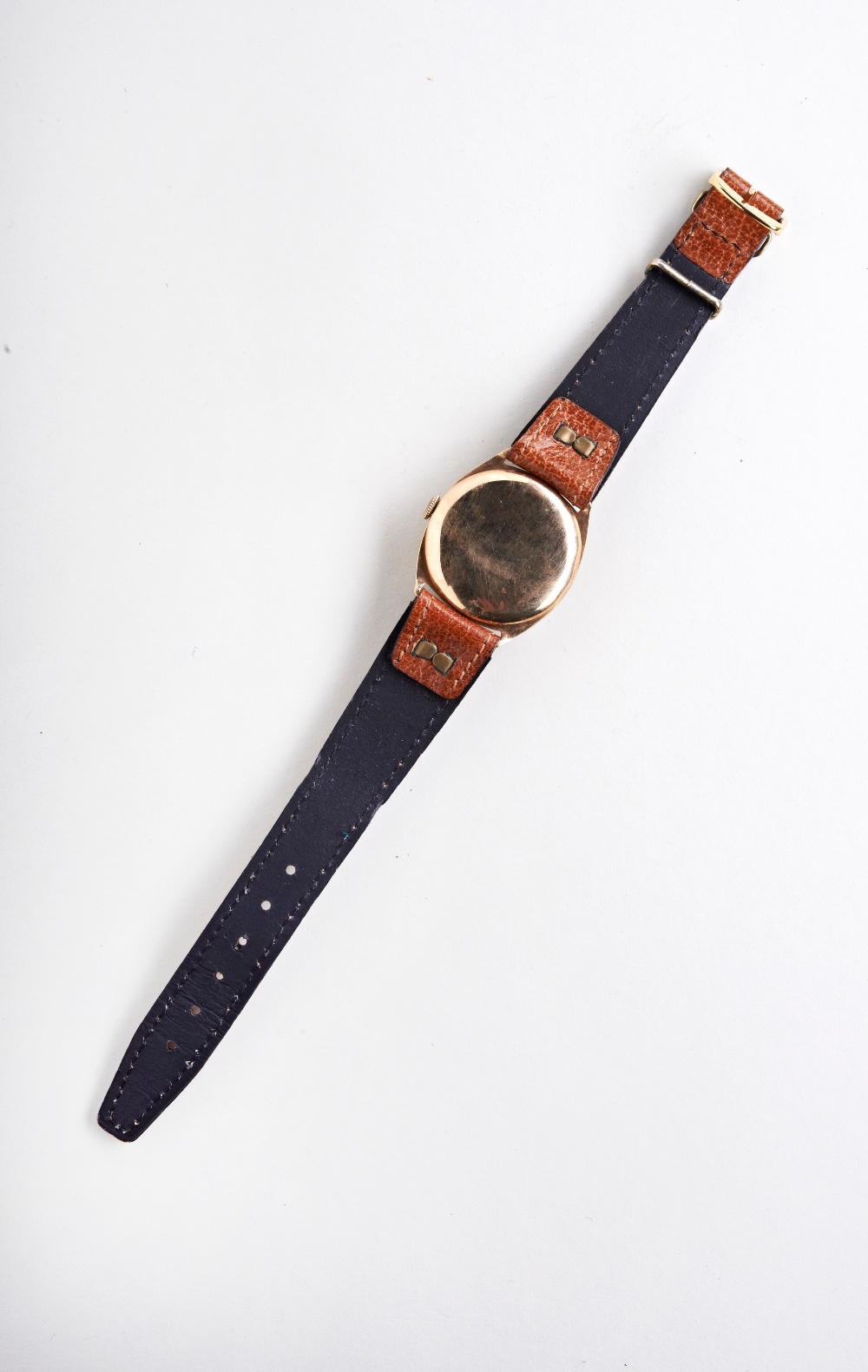 VERTEX 9CT GOLD MANS WRISTWATCH, c1940s, with later brown leather strap. PROVENANCE: The - Image 3 of 3
