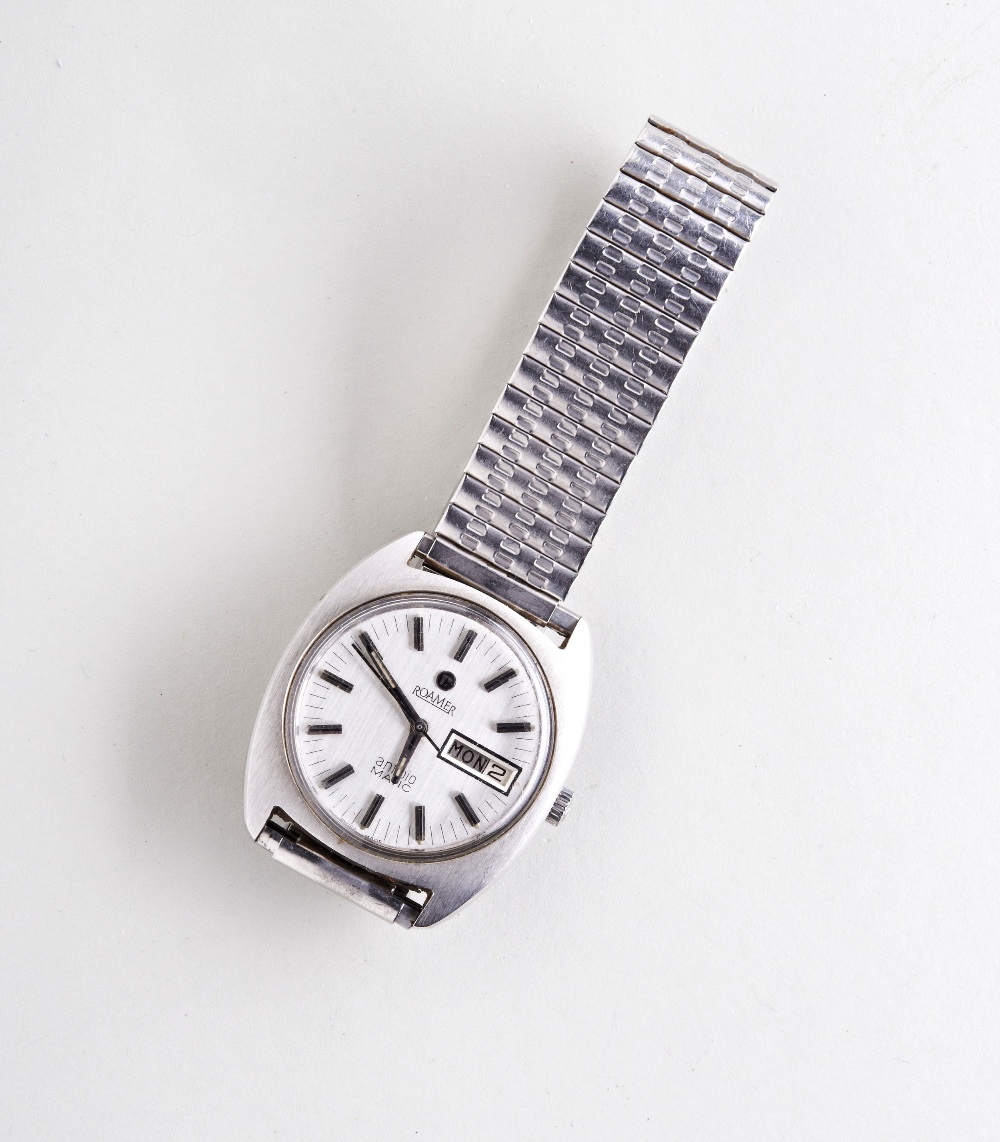 ROAMER ANFIBIO MATIC (AUTOMATIC) STEEL WRISTWATCH, c1970s, with day/date function and baton numerals - Image 2 of 3