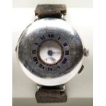 STAUFFER & CO SILVER HALF-HUNTER MANUAL WRISTWATCH, early 20th century, the pop-open cover with