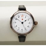 SWISS 'DOCTORS' SILVER MANUAL WRISTWATCH,  early 20th century, the white enamel dial with