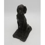 A BRONZE FIGURE OF SEATED DOG SIGNED AND DATED PAOLO TROUBETZKOY 1893, dark brown patina, 25 cm high