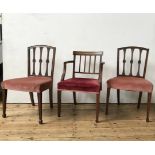 THREE GEORGE III MAHOGANY CHAIRS CIRCA 1800 including one armchair