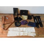 A RADLEY TAN LEATHER HAND BAG, EIGHT VINTAGE EVENING BAGS AND TWO PAIRS OF VINTAGE LADIES GLOVES