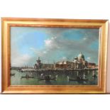 OIL ON BOARD OF VENETIAN SCENE AND PORTRAIT PAINTING OF LADY, the Venetian scene bearing an