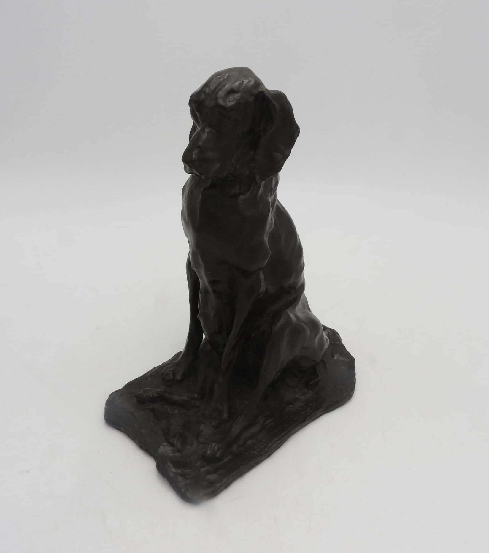 A BRONZE FIGURE OF SEATED DOG SIGNED AND DATED PAOLO TROUBETZKOY 1893, dark brown patina, 25 cm high - Image 3 of 5