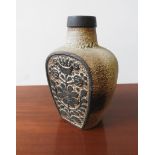 A LARGE WEST GERMAN ART POTTERY VASE, with a floral patterned panel both sides, embossed marks on