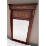 EMPIRE STYLE BEVELLED MAHOGANY MIRROR, THE PLATE FLANKED BY COLUMNS WITH CARYATED PEDIMENTS, the