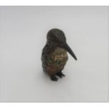 AN AUSTRIAN COLD PAINTED BRONZE KINGFISHER FIGURE, in perching position, 7cm high