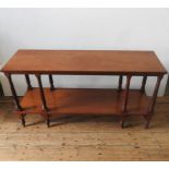 A LATE VICTORIAN MAHOGANY 2-TIER BUFFET, on eight turned legs with eight fluted tapered supporting