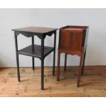 A GEORGE III MAHOGANY POT CUPBOARD AND TWO TIER WASH STAND, the pot cupboard measuring 73 x 30 x