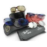 A PAIR OF GUCCI SUNGLASSES AND THREE PAIRS OF RAY-BAN SUNGLASSES