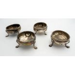 A SET OF FOUR HALLMARK SILVER SALTS, LONDON 1830, 5oz