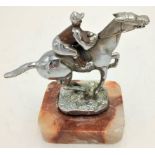 "START" HORSE WITH JOCKEY HOOD ORNAMENT / CAR MASCOT 13.5cm x 10.5cm