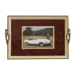 1960S JAGUAR DEALER PROMOTIONAL TEA TRAY DEPICTING E-TYPE ROADSTER