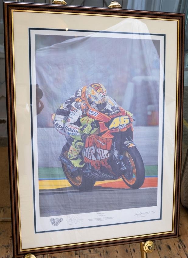 "FLOWER POWER" PRINT BY RAY GOLDSBOROUGH (186/395) 500cc MotoGP World Champion Valentino Rossi