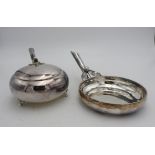 TWO PERUVIAN SILVER PORRINGERS, both stamped 925, one with foliate motif to handle and hammered